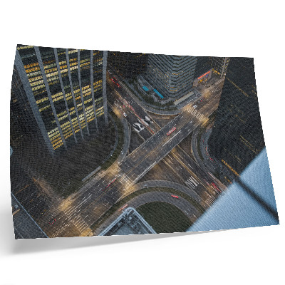 Poster kunstdruck Stadtpanorama von oben, Lichter bei Nacht, Modernität