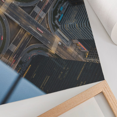 Poster kunstdruck Stadtpanorama von oben, Lichter bei Nacht, Modernität