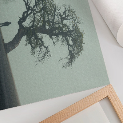 Kunstdruck poster Einsamer Baum, Nebel, dunkle Silhouette, Atmosphäre