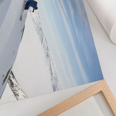 Kunstdruck poster Skifahrer, weiße Gipfel, blauer Himmel, Harmonie