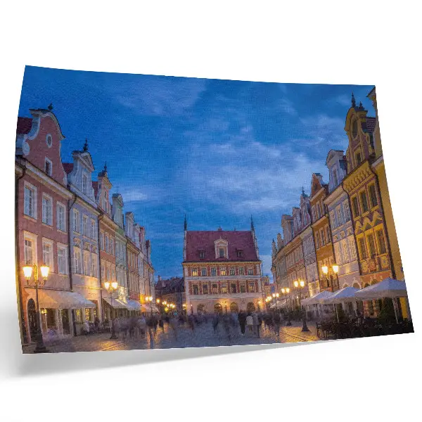 Kunstposter historische Mietshäuser im bunten Abendlicht