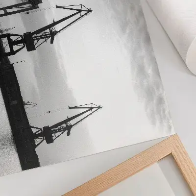 Poster Hafenkräne im minimalistischen Schwarzweiß-Design