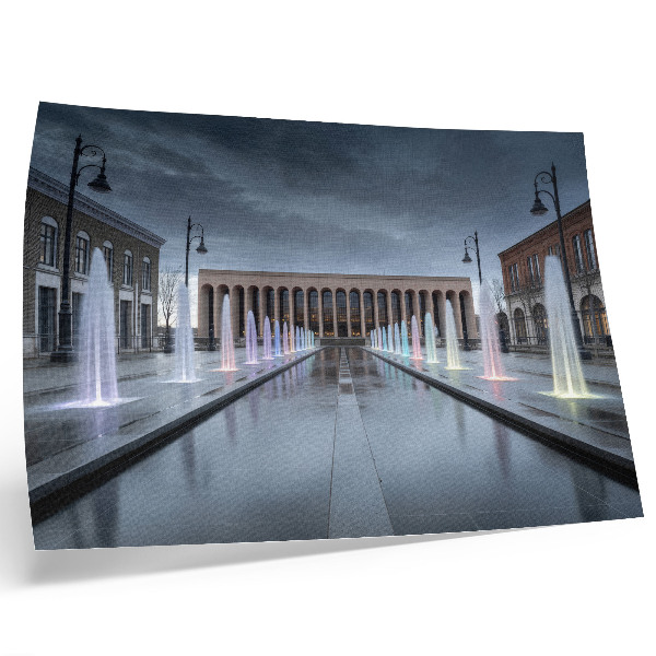 Kunstdruck poster Brunnen und Architektur, moderne Beleuchtung