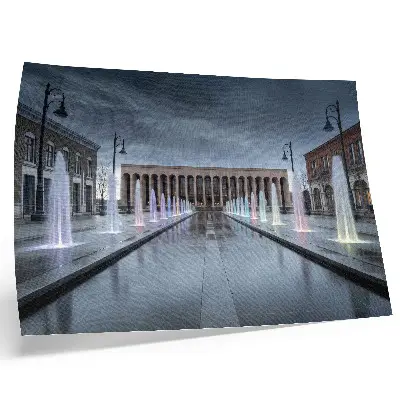 Kunstdruck Poster Brunnen und Architektur mit moderner Beleuchtung