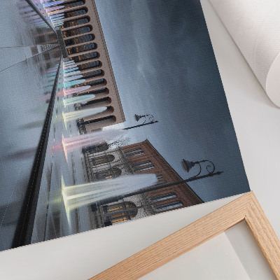 Kunstdruck poster Brunnen und Architektur, moderne Beleuchtung