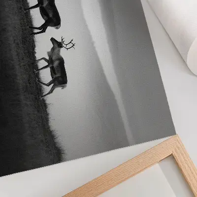 Kunstdruck Poster motivationales Rentier auf einem Hügel in minimalistischer Komposition
