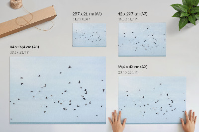 Poster Ein Vogelschwarm über dem blauen Meer