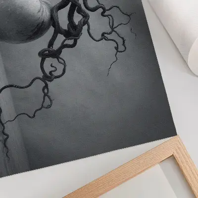 Kunstdruck Poster mit apfel und ast in harmonischer monochromie