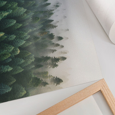 Poster kunstdruck Grüner Wald im Nebel, stimmungsvoll und geheimnisvoll.