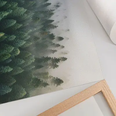 Grüner Wald im Nebel Kunstdruck stimmungsvolles und geheimnisvolles Motiv für ein Poster