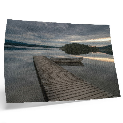 Poster See, Boot, Wald, Wolken, beruhigende Atmosphäre