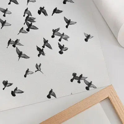 Poster Kunstdruck Vögel im Flug mit eleganten Schwarz-Weiß-Harmonien