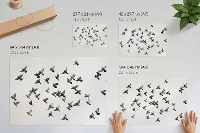 Poster Kunstdruck Vögel im Flug mit eleganten Schwarz-Weiß-Harmonien
