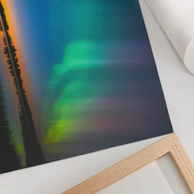 Poster mit nordlichtern über dem see in magischer atmosphäre