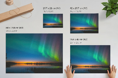 Poster Nordlichter über dem See, eine magische Atmosphäre
