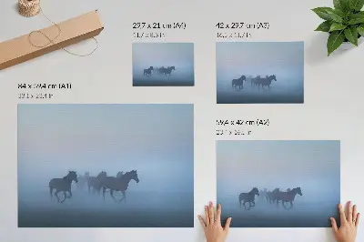 Pferde im Nebel Kunstdruck eine beruhigende Komposition voller Frieden