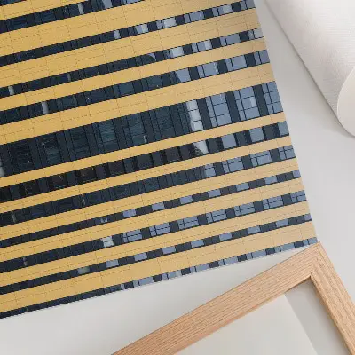 Poster moderner Symmetriekontrast in Gelb und Blau
