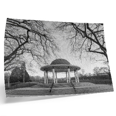 Poster kunstdruck Elegante Pavillon-Symmetrie, Schwarz-Weiß-Töne