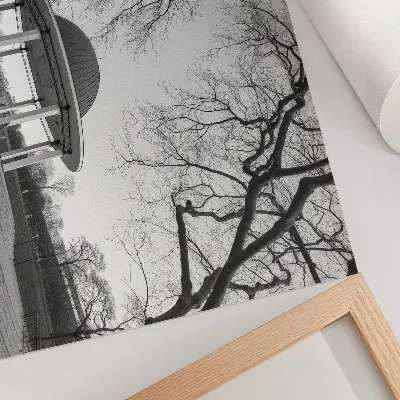 Kunstdruck Poster Elegante Pavillon-Symmetrie in Schwarz-Weiß-Tönen
