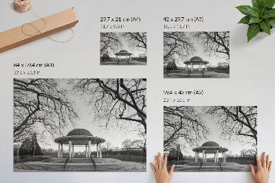 Poster kunstdruck Elegante Pavillon-Symmetrie, Schwarz-Weiß-Töne