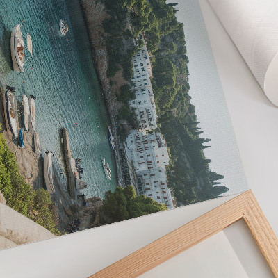 Poster Boote Bucht Mittelmeerhügel