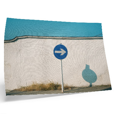 Kunstdruck poster Ein minimalistisches Schild vor einer weißen Wand