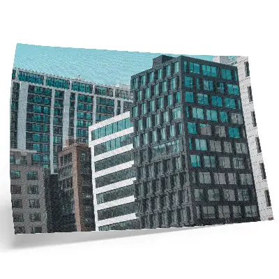 Moderne Gebäude aus Glas Kunstdruck mit geometrischer Harmonie