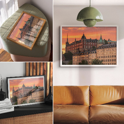 Poster Sonnenuntergang, charmante Gebäude, historische Atmosphäre