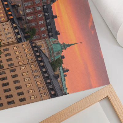 Poster Sonnenuntergang, charmante Gebäude, historische Atmosphäre