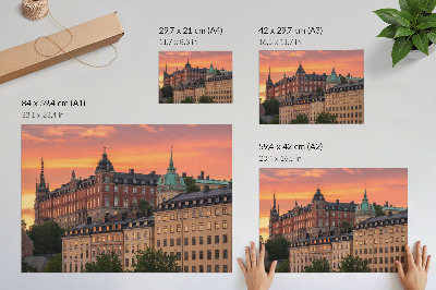 Poster Sonnenuntergang, charmante Gebäude, historische Atmosphäre