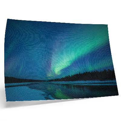 Kunstdruck poster Nordlichter über einem zugefrorenen See in der Nacht