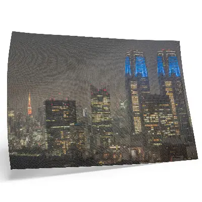 Poster nächtliche Stadt mit Wolkenkratzern und modernen Gebäuden