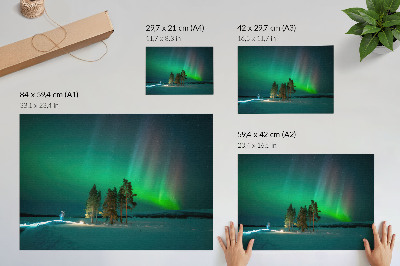 Poster Die Magie der Nordlichter, atemberaubende Farben und eine friedliche Atmosphäre