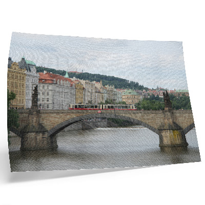 Poster kunstdruck Eine Brücke über den Fluss mit einer Straßenbahn, umgeben von klassischer Architektur