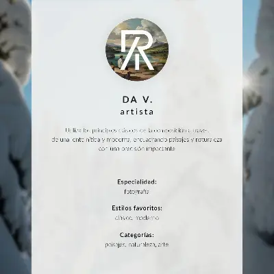 Poster mit einer Winterlandschaft sowie Schnee und Sonne am Horizont