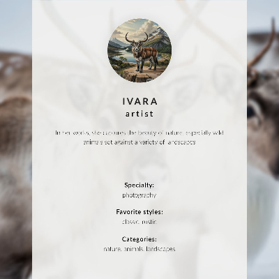 Poster kunstdruck Hirsche vor dem Hintergrund nebliger Wiesen und Wälder
