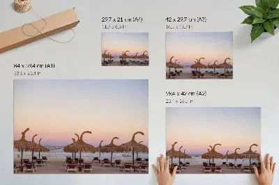 Kunstdruck azurblaues, ruhiges Meer mit zartrosa Horizont