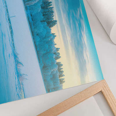Kunstdruck poster Winterlandschaft, Ruhe, Himmel, See, Bäume