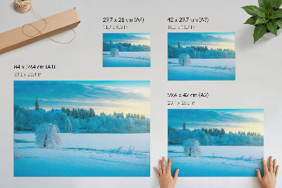 Kunstdruck poster Winterlandschaft, Ruhe, Himmel, See, Bäume