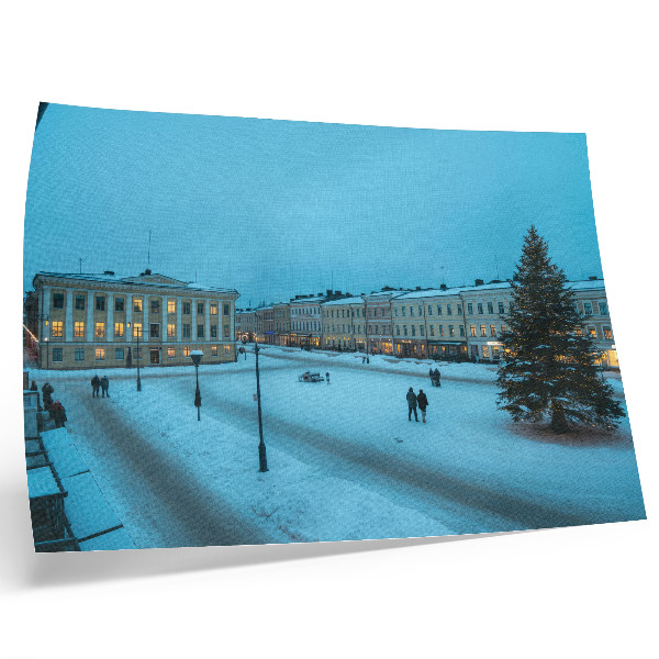 Poster kunstdruck Winterlandschaft, klassische Architektur, Weihnachtsstimmung