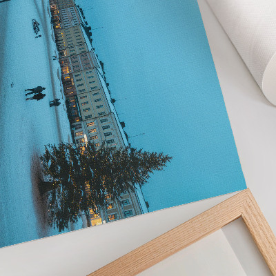 Poster kunstdruck Winterlandschaft, klassische Architektur, Weihnachtsstimmung