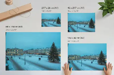 Kunstdruck Winterlandschaft mit klassischer Architektur und Weihnachtsstimmung