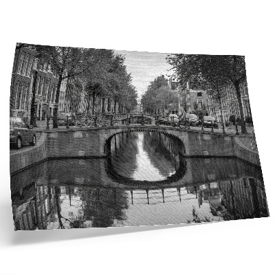 Poster kunstdruck Schwarz-weiße Brücken und Kanal-Stadtraum