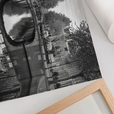 Kunstdruck Poster schwarz-weiße Darstellung von Brücken und Kanälen im Stadtraum