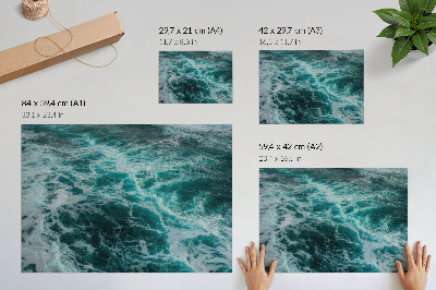 Poster kunstdruck Türkisfarbene Meereswellen mit weißem Schaum