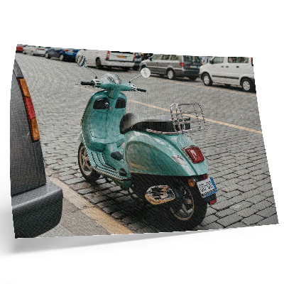 Kunstdruck poster Vintage-Roller, Kopfsteinpflasterstraße, urbaner Hintergrund