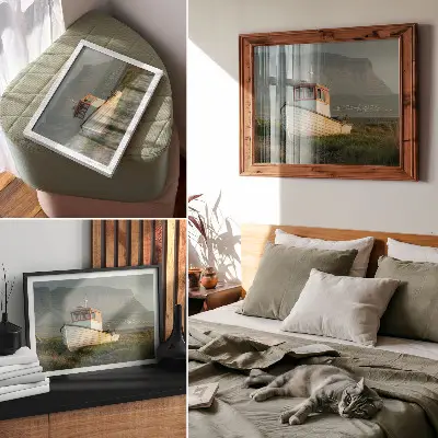 Kunstdruck Poster Panorama von Łódź mit Berglandschaft und nostalgischem Ambiente