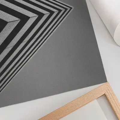 Kunstdruck Poster mit dynamischer Komposition aus Symmetrie und Linien in Monochromie