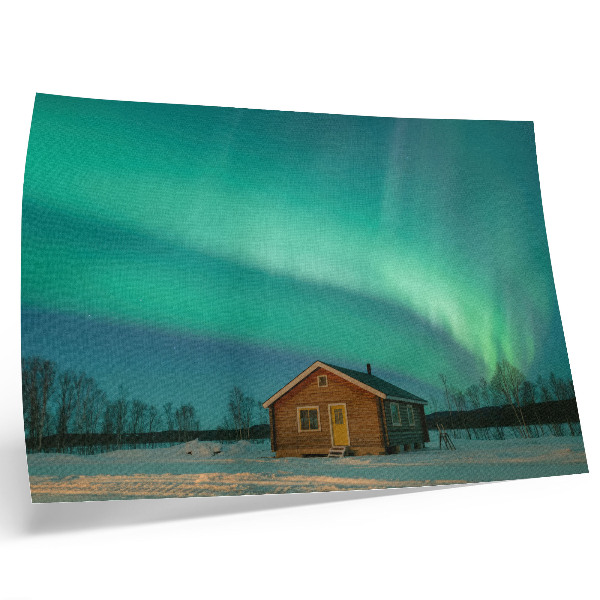 Poster Nordlichter über dem Winterhaus