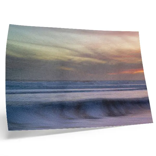 Kunstdruck Poster pastellfarbene Meereswellen und untergehende Sonne